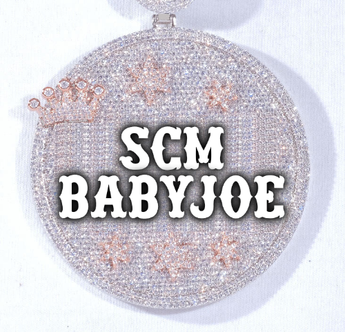 CUSTOM LETTER NECKLACE 3D BIG CROWN DISC
