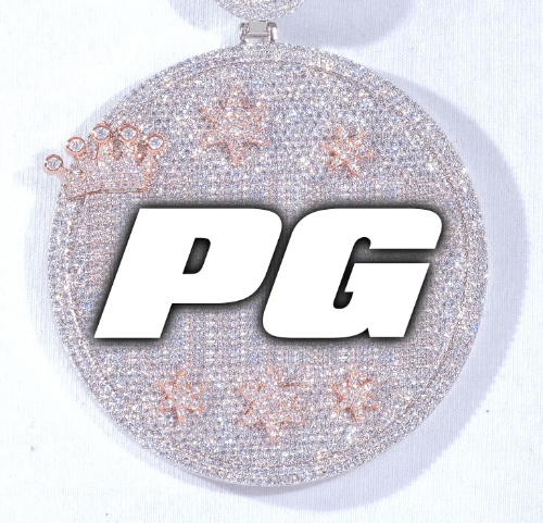 CUSTOM LETTER NECKLACE 3D BIG CROWN DISC