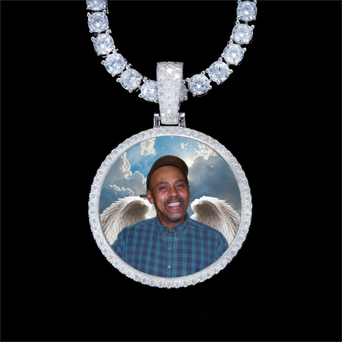 925S & VVS Moissanite 3D Circle Custom Picture Pendant