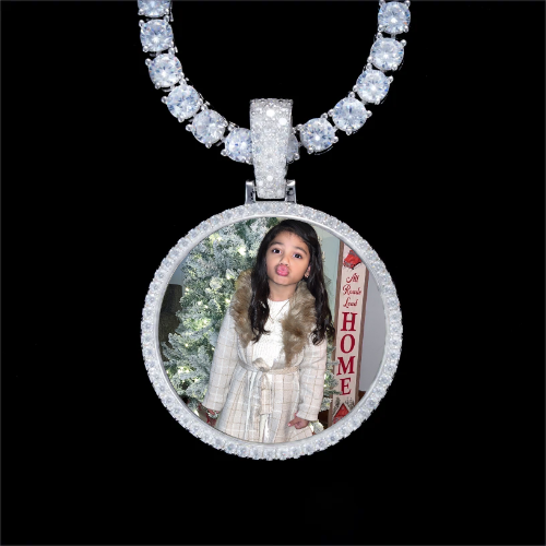 925S & VVS Moissanite 3D Circle Custom Picture Pendant