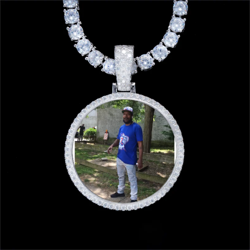 925S & VVS Moissanite 3D Circle Custom Picture Pendant