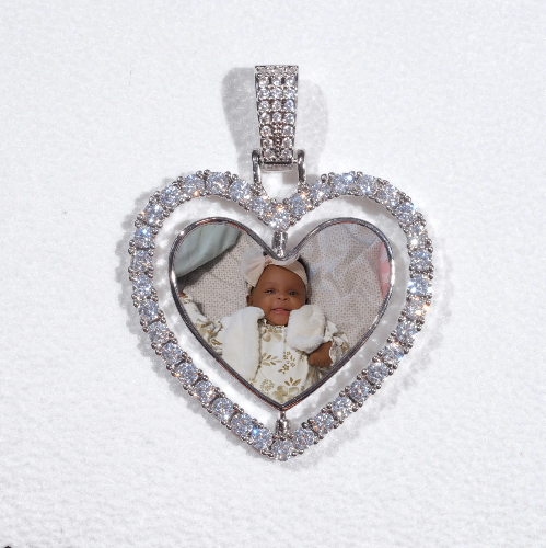 3D Spinning 2-Faced Heart Custom Picture Pendant