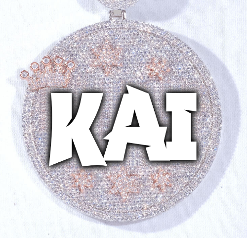 CUSTOM LETTER NECKLACE 3D BIG CROWN DISC