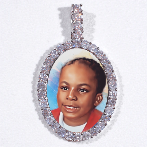 Large 3D Oval Custom Picture Pendant