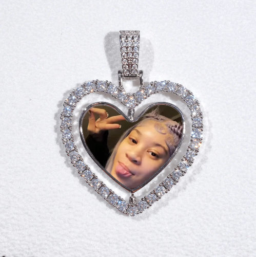 3D Spinning 2-Faced Heart Custom Picture Pendant