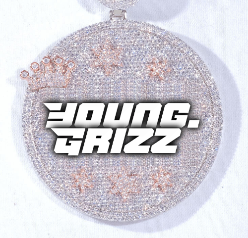 CUSTOM LETTER NECKLACE 3D BIG CROWN DISC