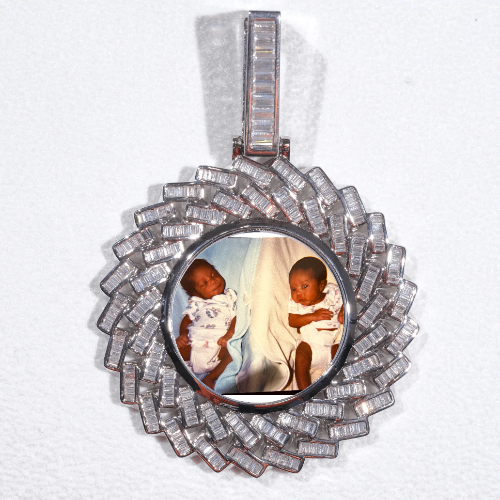 Large 3D Baguette Custom Picture Pendant