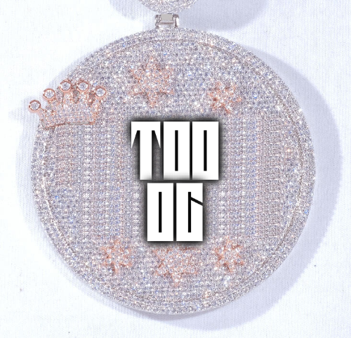 CUSTOM LETTER NECKLACE 3D BIG CROWN DISC