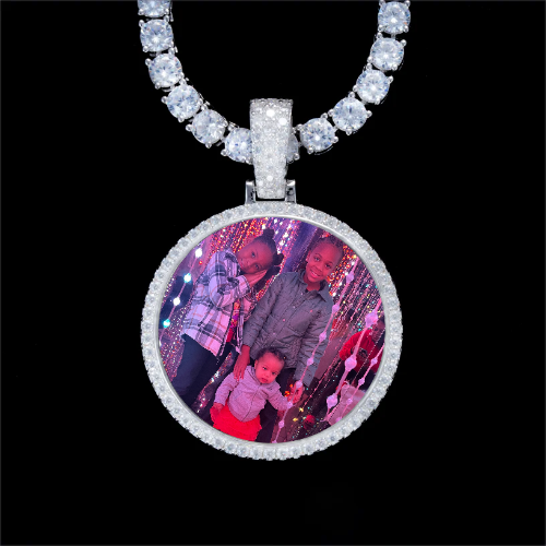 925S & VVS Moissanite 3D Circle Custom Picture Pendant