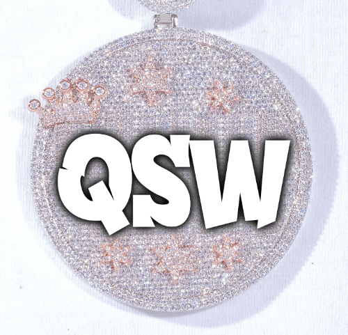 CUSTOM LETTER NECKLACE 3D BIG CROWN DISC
