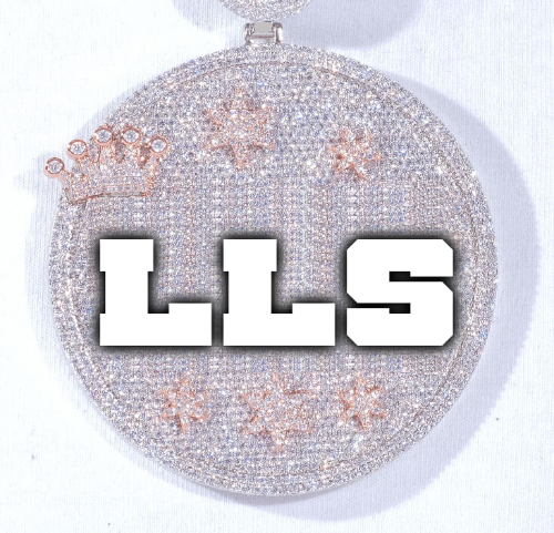 CUSTOM LETTER NECKLACE 3D BIG CROWN DISC