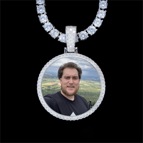 925S & VVS Moissanite 3D Circle Custom Picture Pendant
