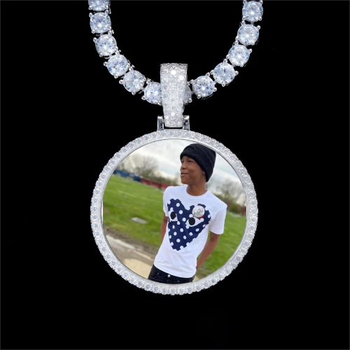 925S & VVS Moissanite 3D Circle Custom Picture Pendant