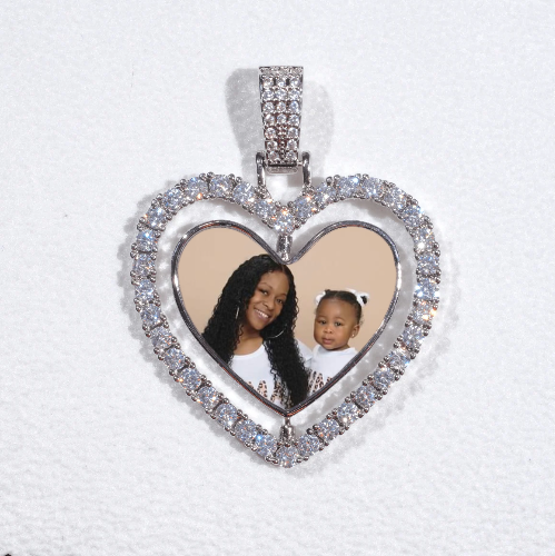 3D Spinning 2-Faced Heart Custom Picture Pendant