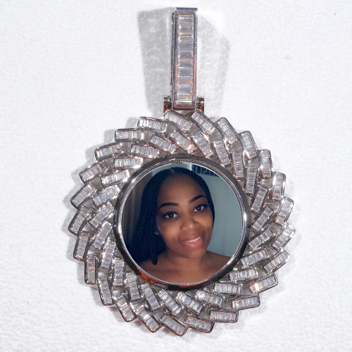 Large 3D Baguette Custom Picture Pendant