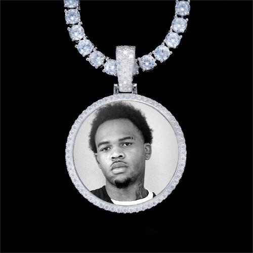 925S & VVS Moissanite 3D Circle Custom Picture Pendant