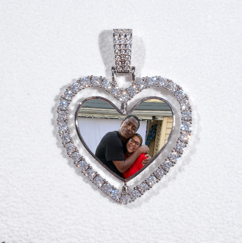3D Spinning 2-Faced Heart Custom Picture Pendant