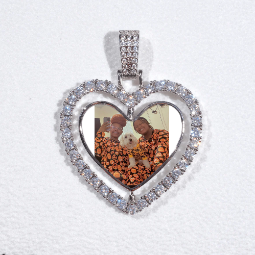 3D Spinning 2-Faced Heart Custom Picture Pendant