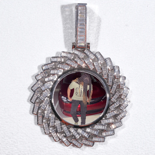 Large 3D Baguette Custom Picture Pendant