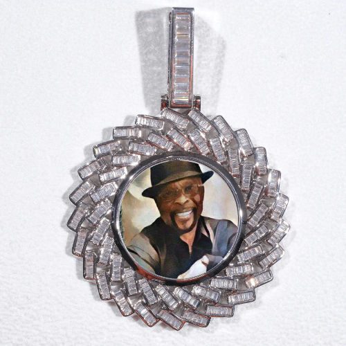 Large 3D Baguette Custom Picture Pendant