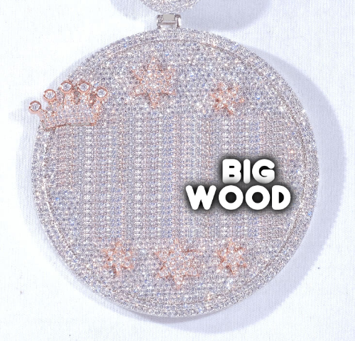 CUSTOM LETTER NECKLACE 3D BIG CROWN DISC