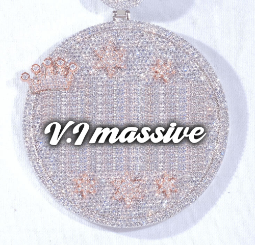 CUSTOM LETTER NECKLACE 3D BIG CROWN DISC