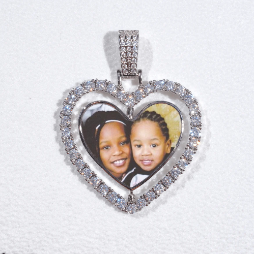 3D Spinning 2-Faced Heart Custom Picture Pendant