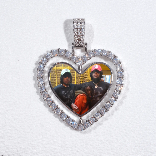 3D Spinning 2-Faced Heart Custom Picture Pendant