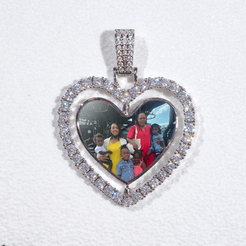 3D Spinning 2-Faced Heart Custom Picture Pendant