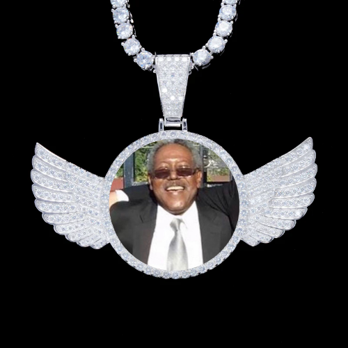 925S & VVS Moissanite 3D Wing Custom Picture Pendant