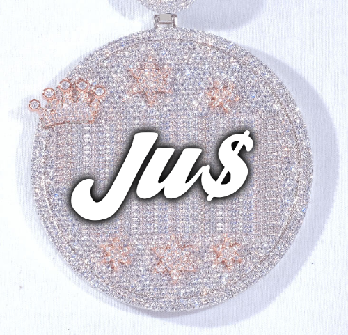 CUSTOM LETTER NECKLACE 3D BIG CROWN DISC