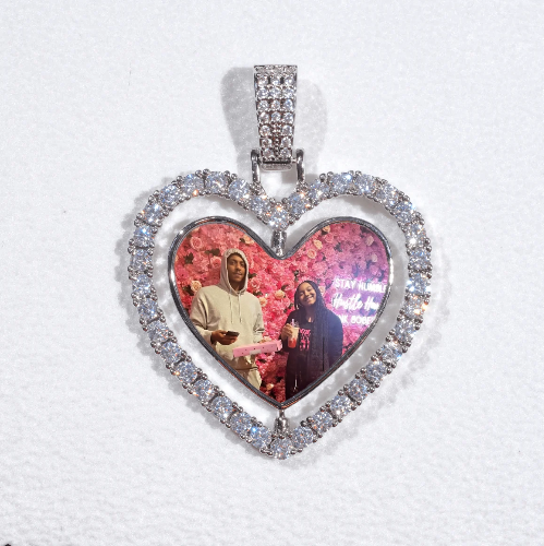 3D Spinning 2-Faced Heart Custom Picture Pendant