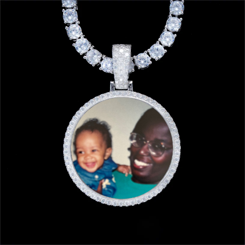 925S & VVS Moissanite 3D Circle Custom Picture Pendant