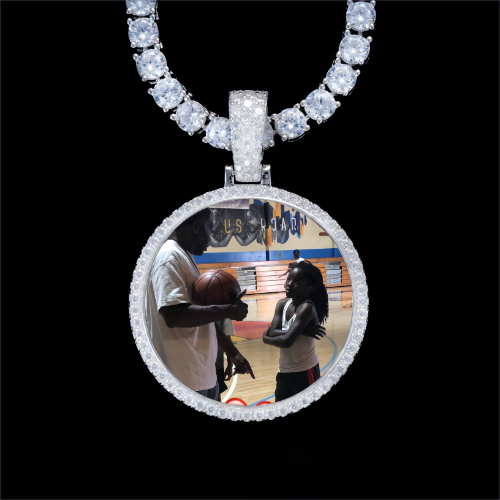 925S & VVS Moissanite 3D Circle Custom Picture Pendant
