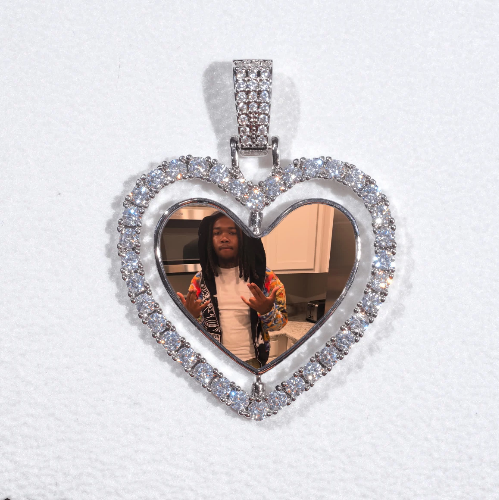 3D Spinning 2-Faced Heart Custom Picture Pendant