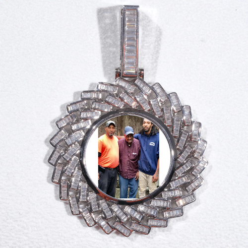 Large 3D Baguette Custom Picture Pendant