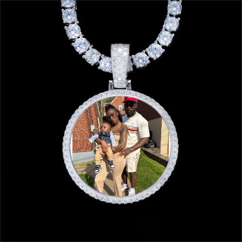 925S & VVS Moissanite 3D Circle Custom Picture Pendant