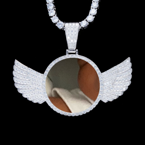 925S & VVS Moissanite 3D Wing Custom Picture Pendant