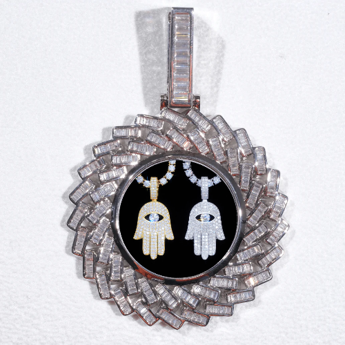 Large 3D Baguette Custom Picture Pendant