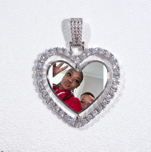 3D Spinning 2-Faced Heart Custom Picture Pendant