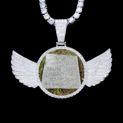 925S & VVS Moissanite 3D Wing Custom Picture Pendant