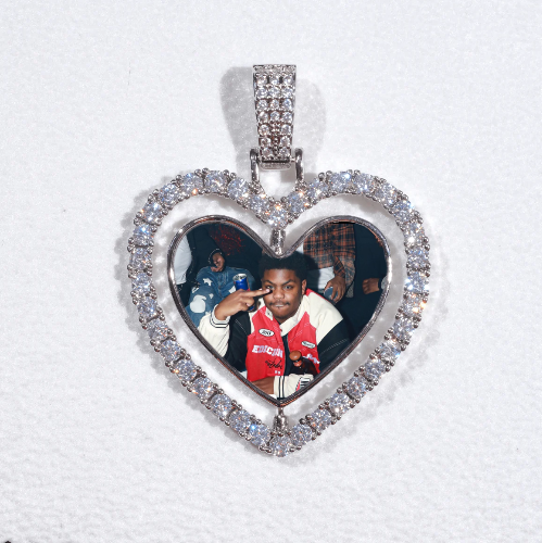 3D Spinning 2-Faced Heart Custom Picture Pendant