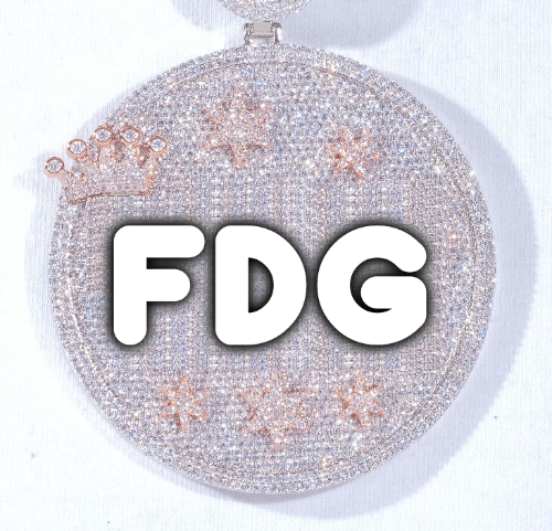 CUSTOM LETTER NECKLACE 3D BIG CROWN DISC