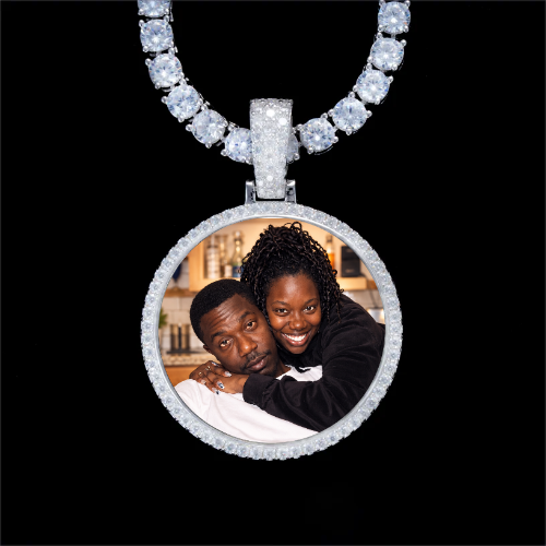 925S & VVS Moissanite 3D Circle Custom Picture Pendant