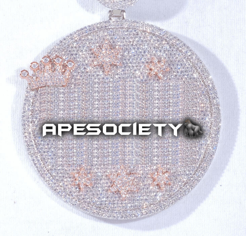CUSTOM LETTER NECKLACE 3D BIG CROWN DISC