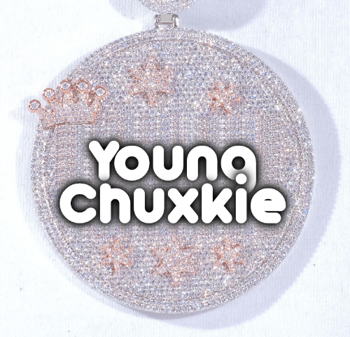 CUSTOM LETTER NECKLACE 3D BIG CROWN DISC