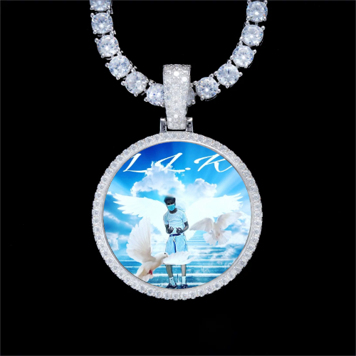 925S & VVS Moissanite 3D Circle Custom Picture Pendant