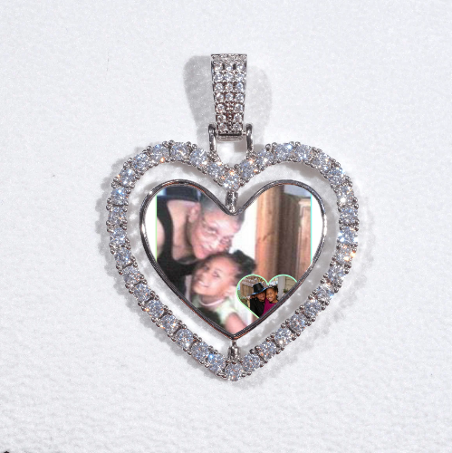 3D Spinning 2-Faced Heart Custom Picture Pendant