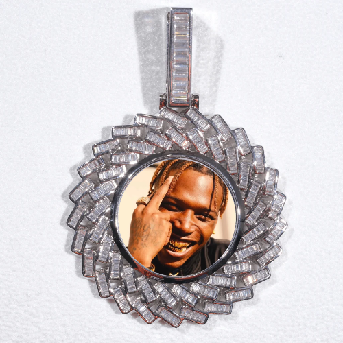 Large 3D Baguette Custom Picture Pendant