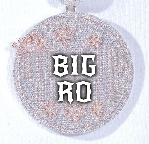 CUSTOM LETTER NECKLACE 3D BIG CROWN DISC